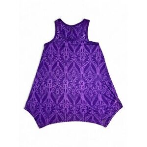 Balance Collection Purple Printed Handkerchief-Hem Tank Top M